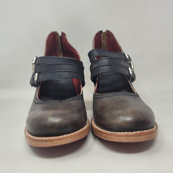 Freebird By Steven Heels 8 Brown Black Antique Leather Ramsay Mary Jane Strappy - Picture 6 of 11
